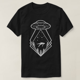 UFO-ontvoering Retro Lijnkunst T-shirt