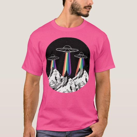 UFO-ontvoering vliegende schotel grafisch T-shirt (Voorkant)
