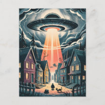 UFO-ontvoeringsnacht Straat Illustratie