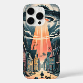 UFO-ontvoeringsnacht Straat Illustratie iPhone 16 Pro Hoesje