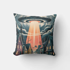 UFO-ontvoeringsnacht Straat Illustratie Kussen
