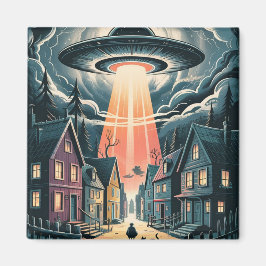 UFO-ontvoeringsnacht Straat Illustratie Magneet