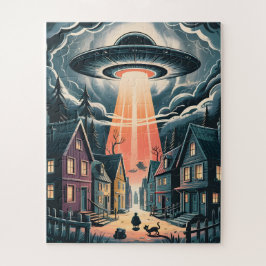 UFO-ontvoeringsnachtstraatillustratie Legpuzzel