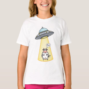 UFO ontvoert cartoon koe voor kinderen T-shirt
