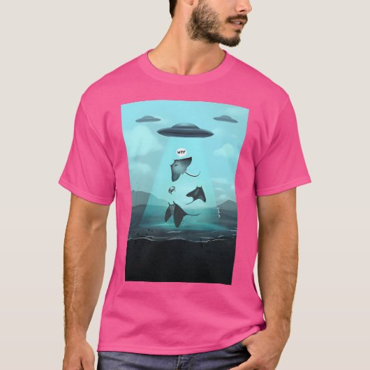 Ufo ontvoert een pijlstaartrog t-shirt (Voorkant)