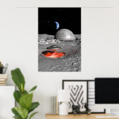 UFO op de maan Poster (Thuiskantoor)