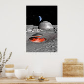 UFO op de maan Poster (Keuken)