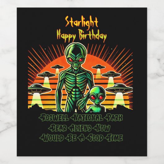 UFO-opwinding in Roswell Park! Wijn Etiket (Enkel label)