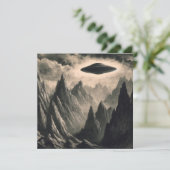 UFO over bergen vliegende schotel ruimte aliens Kaart (Staand voorkant)