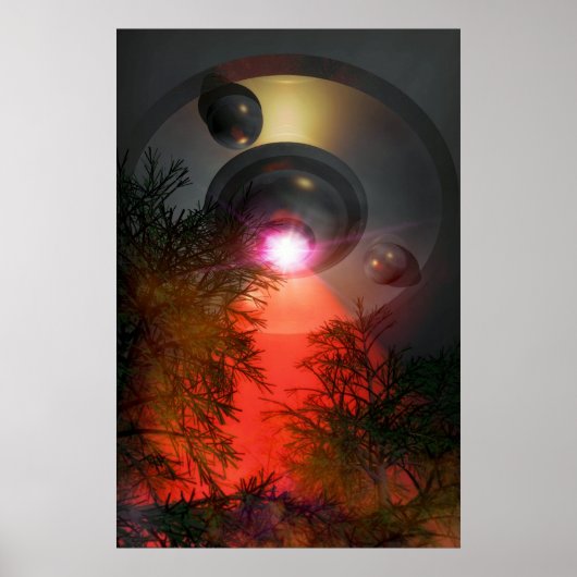 UFO over bos Poster (Voorkant)