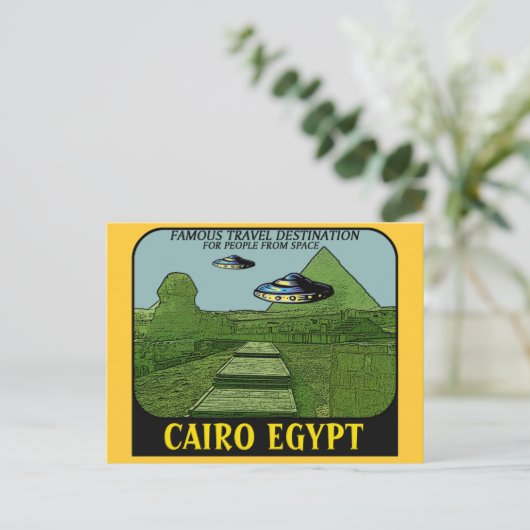 UFO OVER CAIRO EGYPTE TRAVEL ONTWERP BRIEFKAART (Staand voorkant)