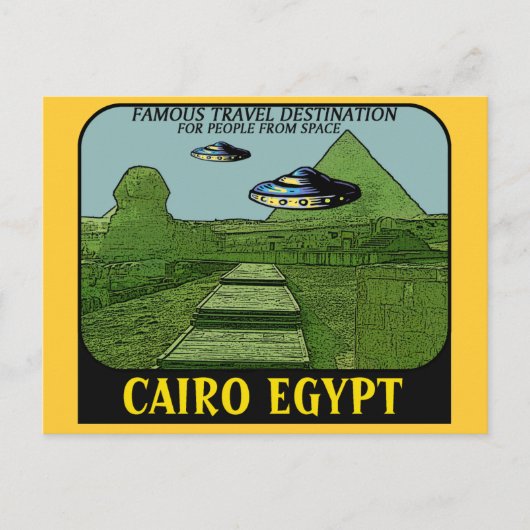 UFO OVER CAIRO EGYPTE TRAVEL ONTWERP BRIEFKAART (Voorkant)