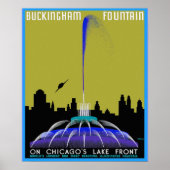 UFO over Chicago - Buckingham Fountain Poster (Voorkant)