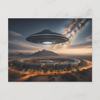 UFO over circulaire stad Briefkaart
