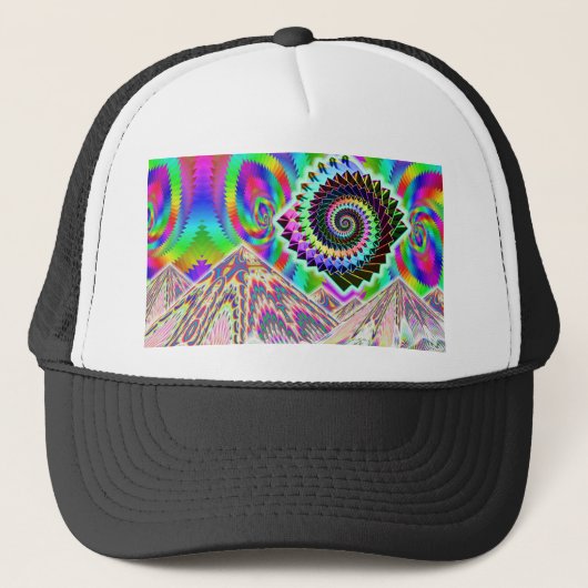 UFO over de bergen... Visionary ART Trucker Pet (Voorkant)
