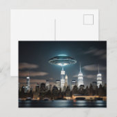 UFO over een stad Briefkaart (Voorkant / Achterkant)
