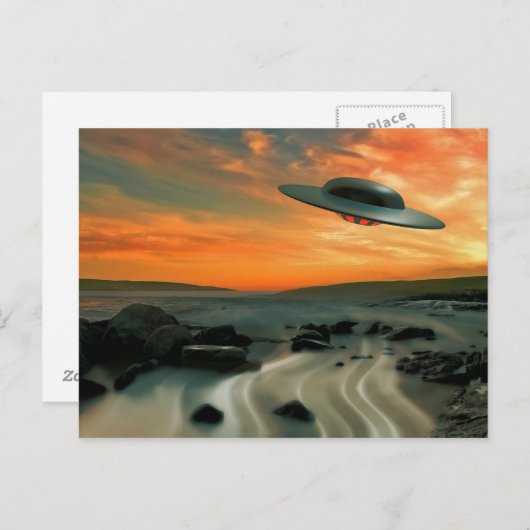 UFO over kust Briefkaart (Voorkant / Achterkant)