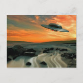 UFO over kust Briefkaart (Voorkant)