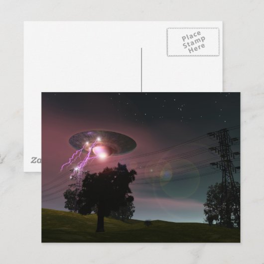 UFO over Powerlines 2 Briefkaart (Voorkant / Achterkant)