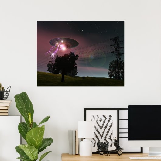 UFO over Powerlines 2 Poster (Thuiskantoor)