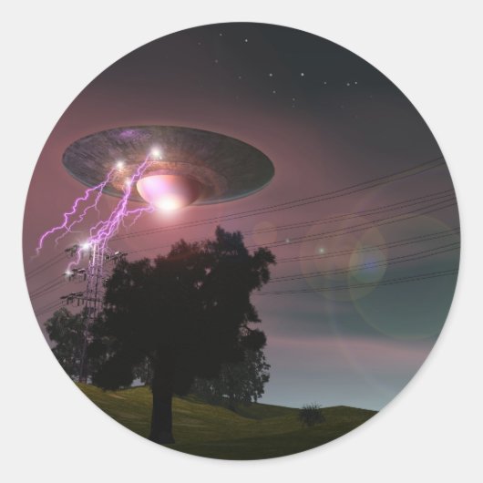 UFO over Powerlines 2 Sticker (Voorkant)
