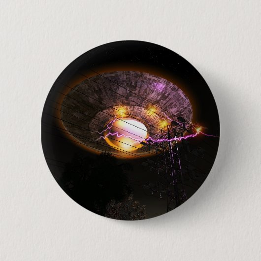 UFO over Powerlines-Button Ronde Button 5,7 Cm (Voorkant)