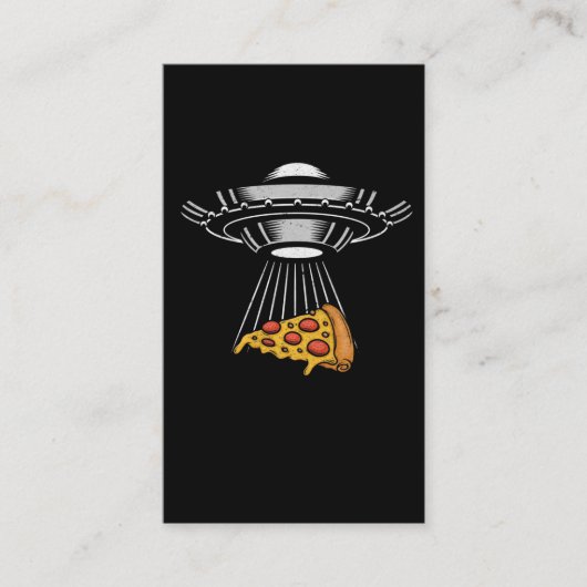 UFO Pizza Abductie Alien Retro ruimteschip Visitekaartje (Voorkant)