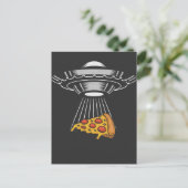 UFO Pizza Abductie Alien Retro Spaceship Briefkaart (Staand voorkant)