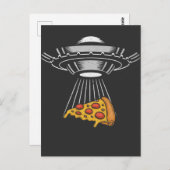 UFO Pizza Abductie Alien Retro Spaceship Briefkaart (Voorkant / Achterkant)