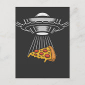UFO Pizza Abductie Alien Retro Spaceship Briefkaart (Voorkant)