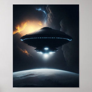 UFO Poster Sci Fi Wall Art Alien Poster