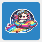 UFO Rainbow Axolotl Vierkante Sticker (Voorkant)