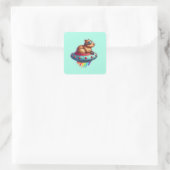 UFO Rainbow Capybara Vierkante Sticker (Tas)