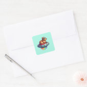 UFO Rainbow Capybara Vierkante Sticker (Envelop)