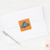 UFO Rainbow Kat Vierkante Sticker (Envelop)