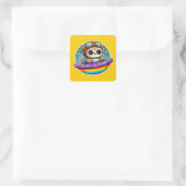 UFO Rainbow Owl Vierkante Sticker (Tas)