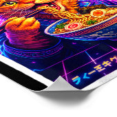 Ufo ramen cat meme retro synthwave 80s graphic poster (Hoek)