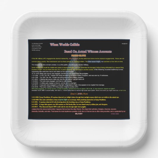 UFO-reeks: Alien, en militaire ontmoetingen Papieren Bordje (Voorkant)