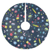 UFO Rocket Saturn Waterverf buitenruimte Kerstboom Rok (Voorkant)