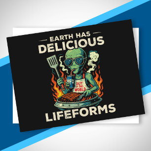 UFO Ruimte BBQ Grill Aardse Levensvormen Grappige  Feestdagenkaart