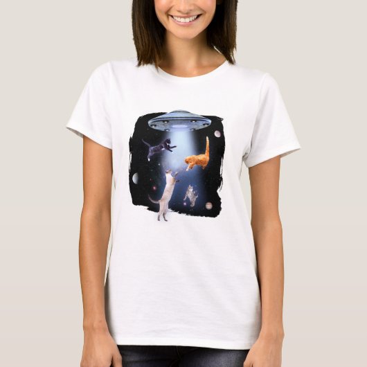 UFO ruimte katten T-shirt (Voorkant)