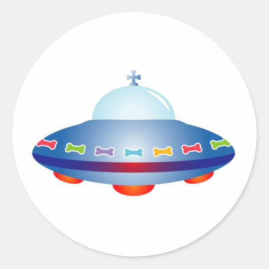 UFO-ruimteschip Ronde Sticker (Voorkant)