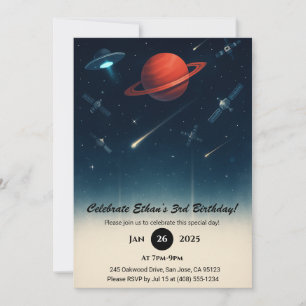 UFO & Ruimtestation Galaxy Illustratie Verjaardag  Kaart