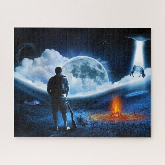 UFO-ruimtevaartuig voor de ontvoering van Alien-ve Legpuzzel (Horizontaal)