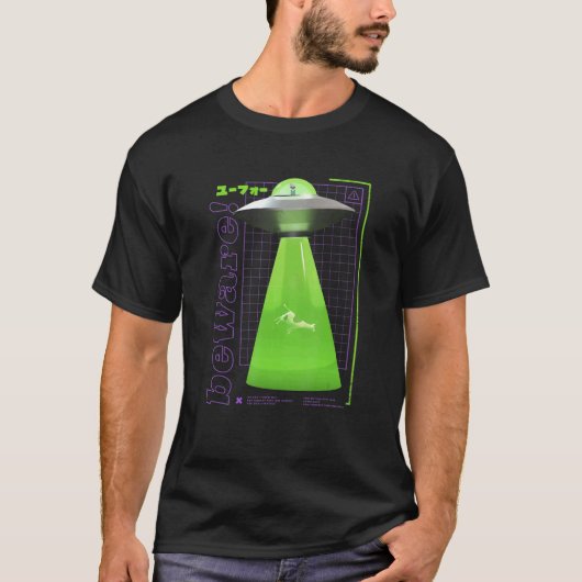 UFO Samenzwering Martianen Vaporwave Koe Alien Abd T-shirt (Voorkant)