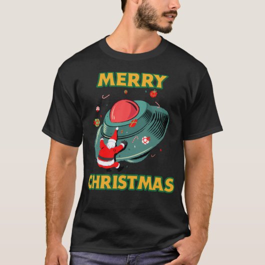 Ufo Santa Crazy Santa Wild Santa Funny Santa Chris T-shirt (Voorkant)