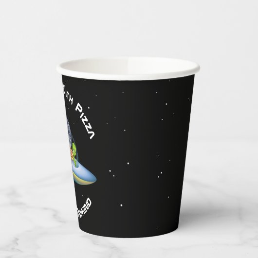 UFO Saucer Aliens die Pizza op aarde leveren Papieren Bekers (Links)