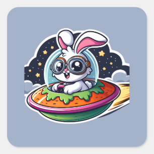 UFO Schattige konijn Vierkante Sticker