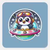 ufo-Schattigee pinguïn Vierkante Sticker (Voorkant)