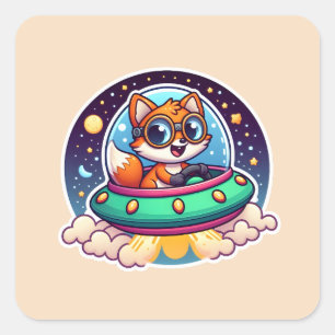 UFO Schattigee vos Vierkante Sticker